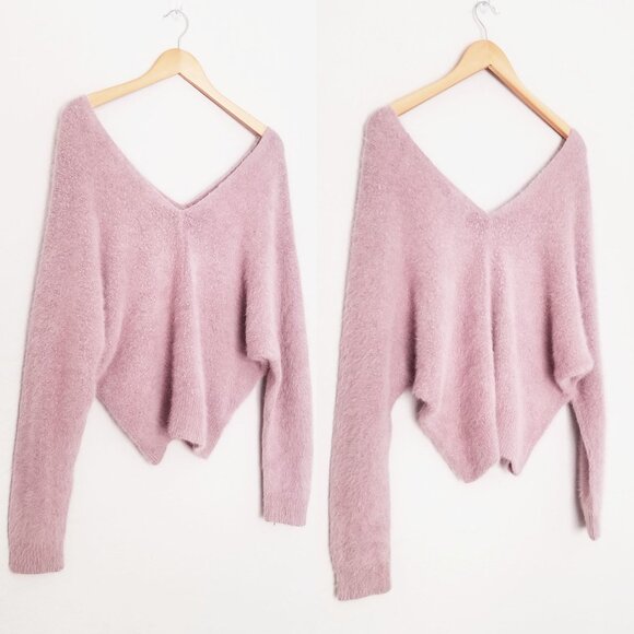 Sage The Label Dusty Lilac Angora Oversized V Neck Sweater Fairy Romantic XS - Picture 14 of 15